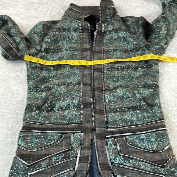 Custo Barcelona Y2K 2006 NWT Long wool blend plaid sparkle no zip coat, 42 or 8 - Picture 5 of 11